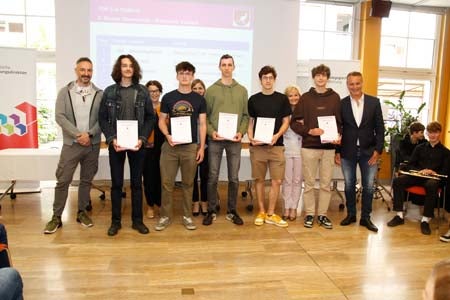 Zu den Gewinnerinnen und Gewinnern der 5. Klasse Oberschule gehören: David, Mairhofer, Jonas, Seisl, Hintner, Isabel, Emil, Kompatscher, Max, Mirandola, Jannik Rauter.