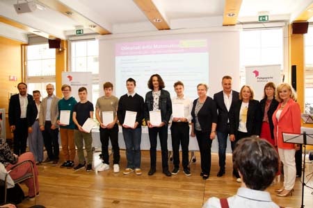 Die Bestplazierten der Mathematik-Olympiade, Landeswettbewerb, 2. Biennium und 5. Klasse: David Mairhofer, Matthias Mair, Mattia Mussner, David Gross, Henri Egger, Tom Schluga