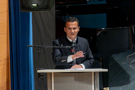 50 Jahre Musikschule Gadertal: Direktor für ladinische Bildung und Kultur André Comploi (Foto: LPA/Landesdirektion Deutsche und ladinische Musikschule/Freddy Planinschek)