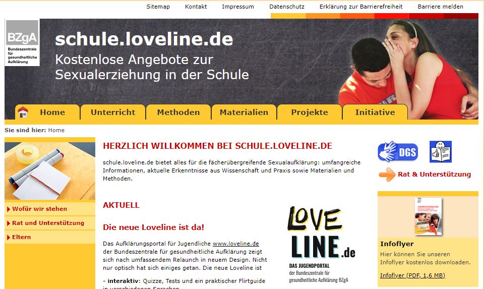 [Externer Link] schule.loveline.de