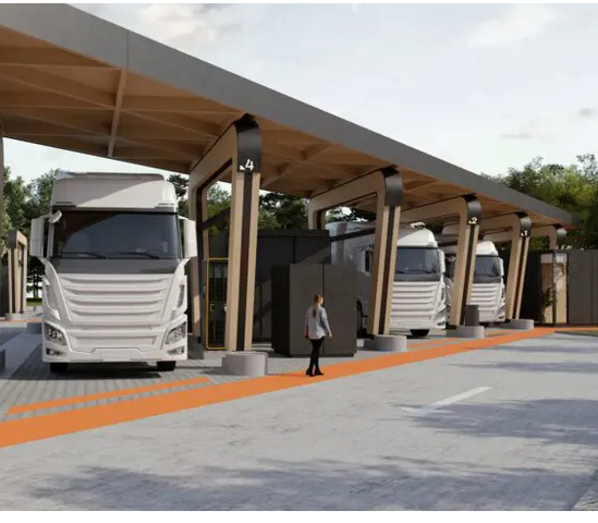 Screenshot von Pressemitteilung zur Errichtung eines Ladeparks für Elektro-LKWs von milence an der A22: https://milence.com/location/bagnolo-san-vito/