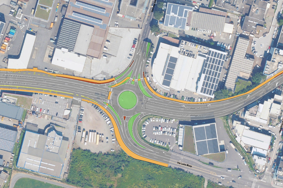La planimetria del previsto incrocio di via Einstein, a Bolzano Sud. (Foto: USP/Dipartimento Infrastrutture e Mobilità)