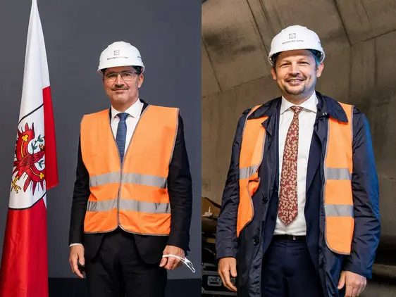 Das Land Südtirol begrüßt die Entscheidung, den Brenner-Nordzulauf im Tiroler Unterinntal weiterhin im Rahmenprogramm der Österreichischen Bundesbahnen (ÖBB) zu belassen und die geplanten Bauarbeiten nicht zu verschieben. Im Bild: Landeshauptmann Arno Kompatscher (links) und Mobilitätslandesrat Daniel Alfreider. (Foto: LPA/Ingo Dejaco)