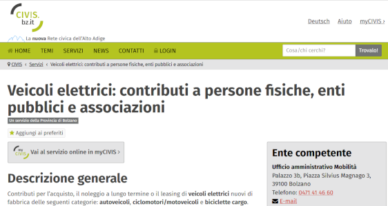 Screenshot del nuovo servizio