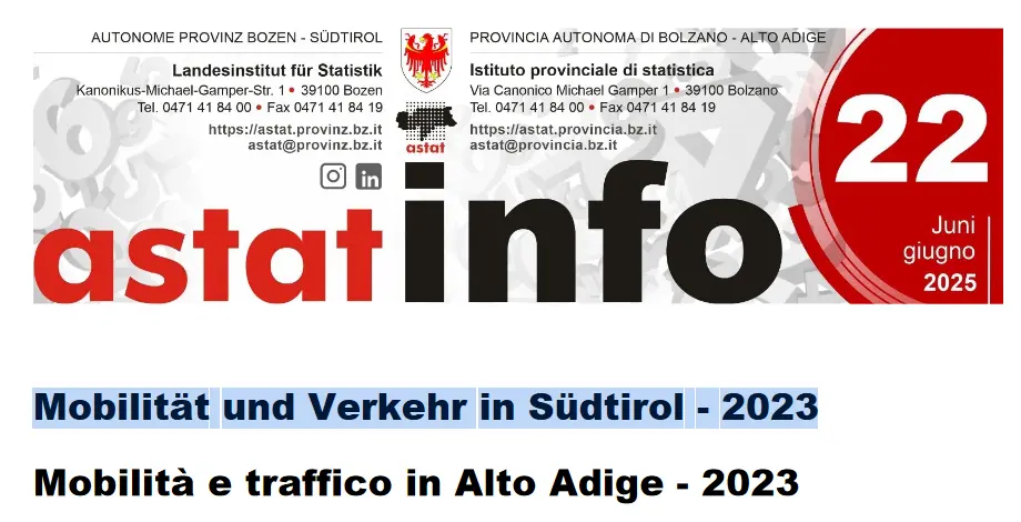 Mobilität und Verkehr in Südtirol 2023