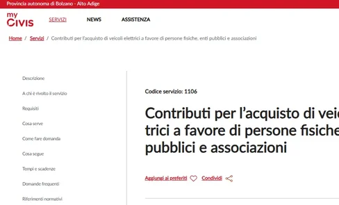 Screenshot del nuovo servizio
