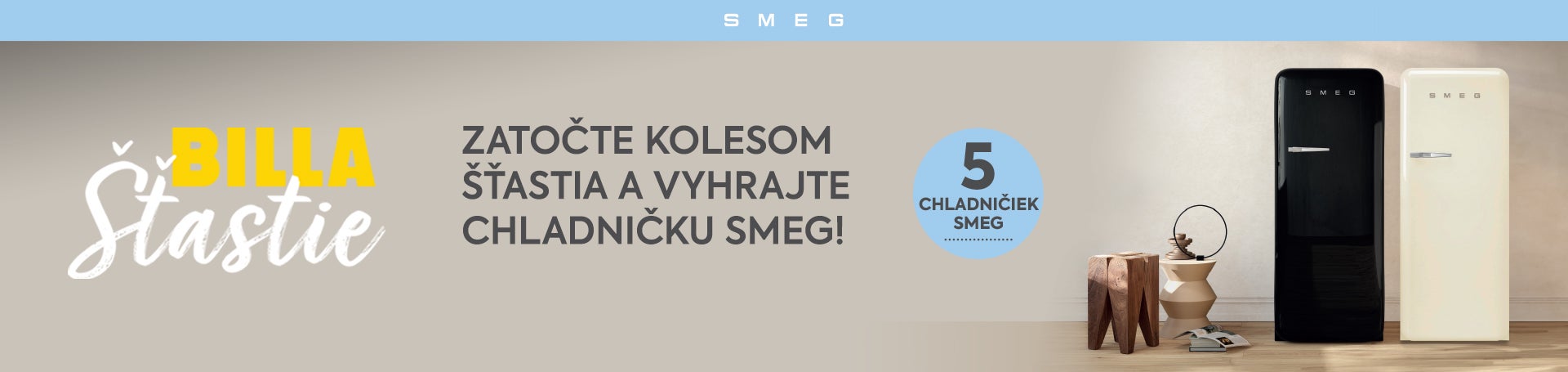 billa šťastie zatočte kolesom šťastia a vyhrajte chladničku SMEG