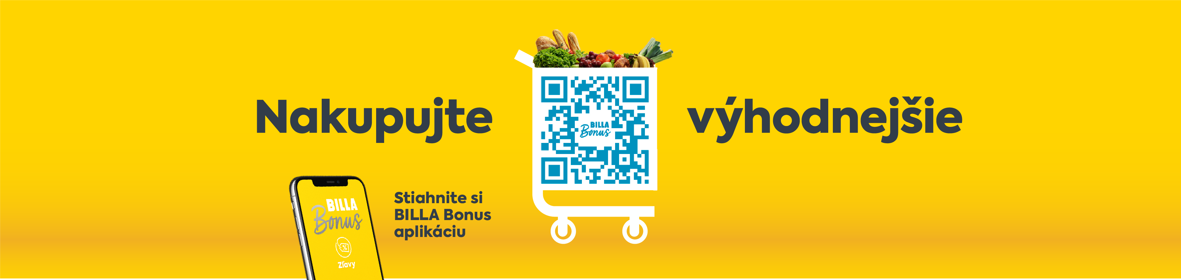 BILLA Bonus banner - nakupujte výhodnejšie s mobilom a QR kódom