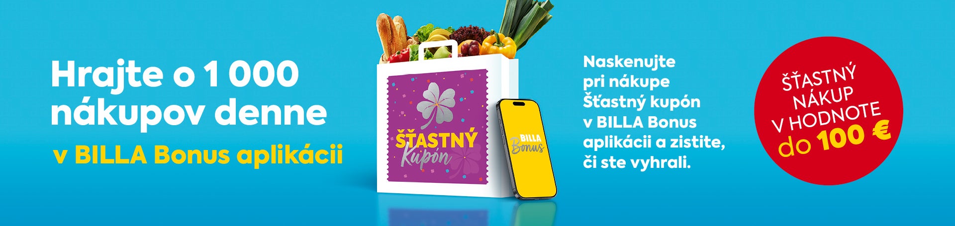 Hrajte o 1000 nákupov denne v BILLA Bonus aplikácií