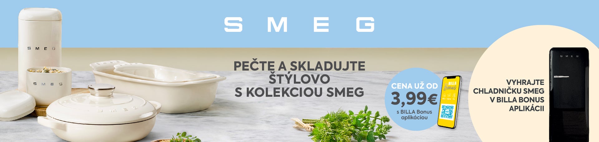 BILLA SMEG banner - pečte a skladujte štýlovo s kolekciou SMEG