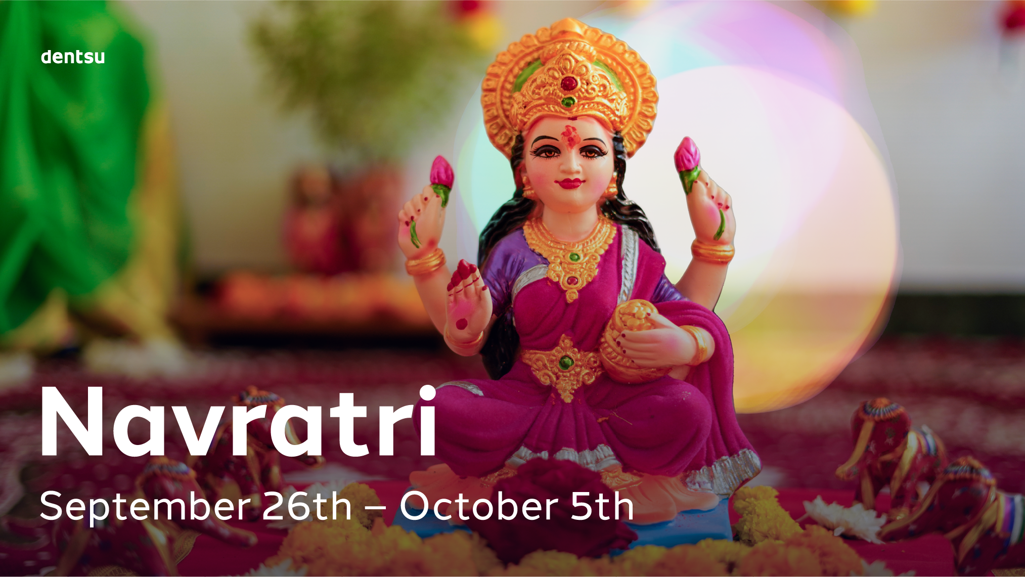 A four-armed figure representing the female Hindu Goddess Durga