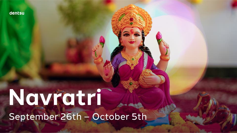 A four-armed figure representing the female Hindu Goddess Durga