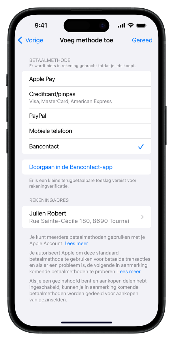 Hoe stel je Bancontact in als betaalmethode in  je Apple Account?
