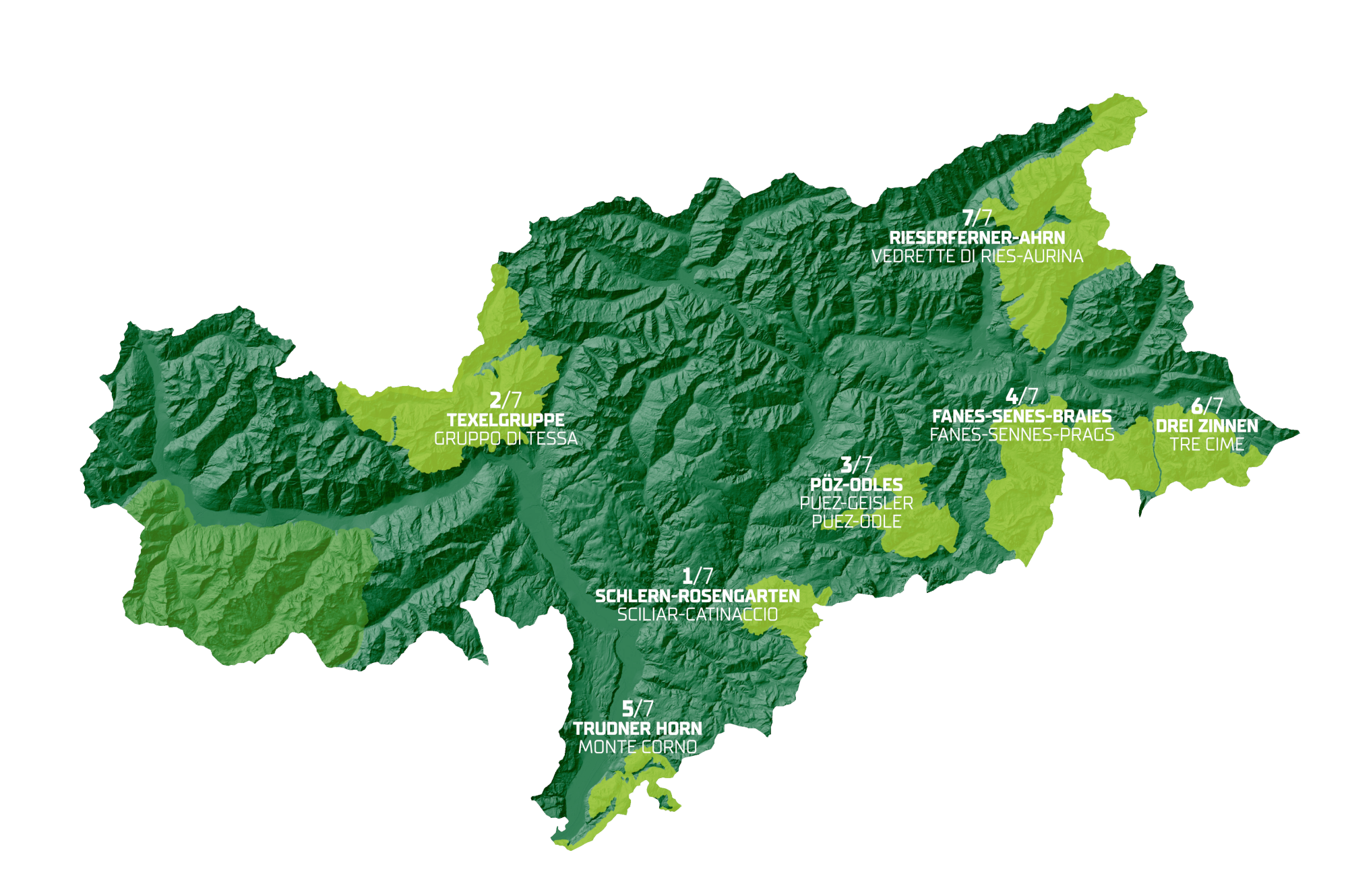 Übersichtskarte Naturparks Südtirol
