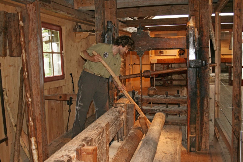 La “Steger Säge”, la sia de Steg, ie na sia uniejana meneda dal’ega (Archif Ufize Natura)