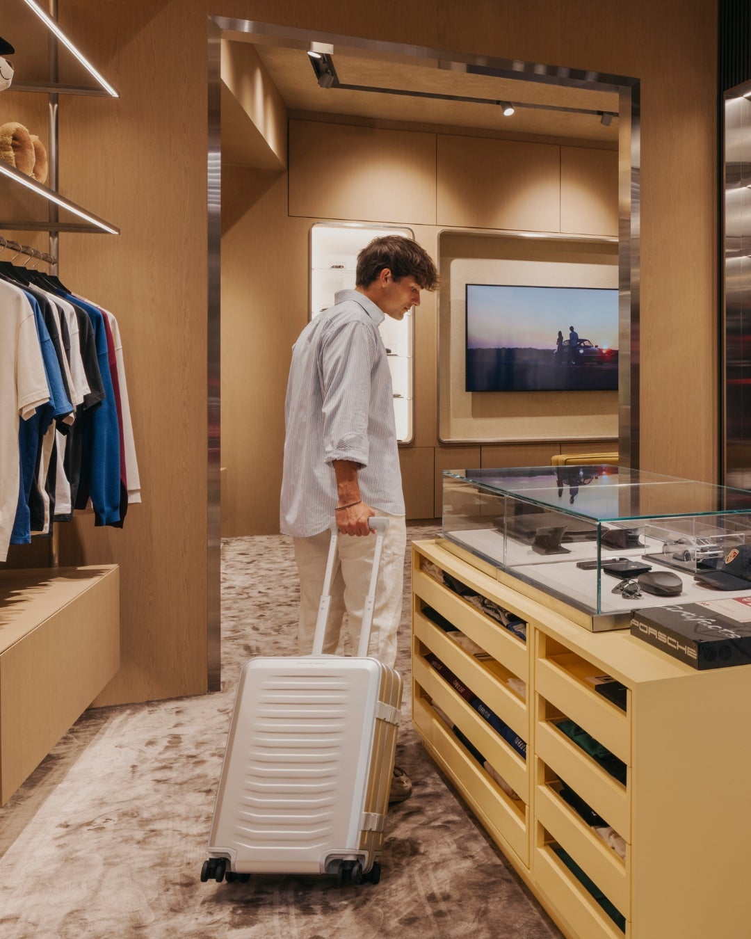 Porsche-winkel Singapore - interieurontwerp met houtfineer