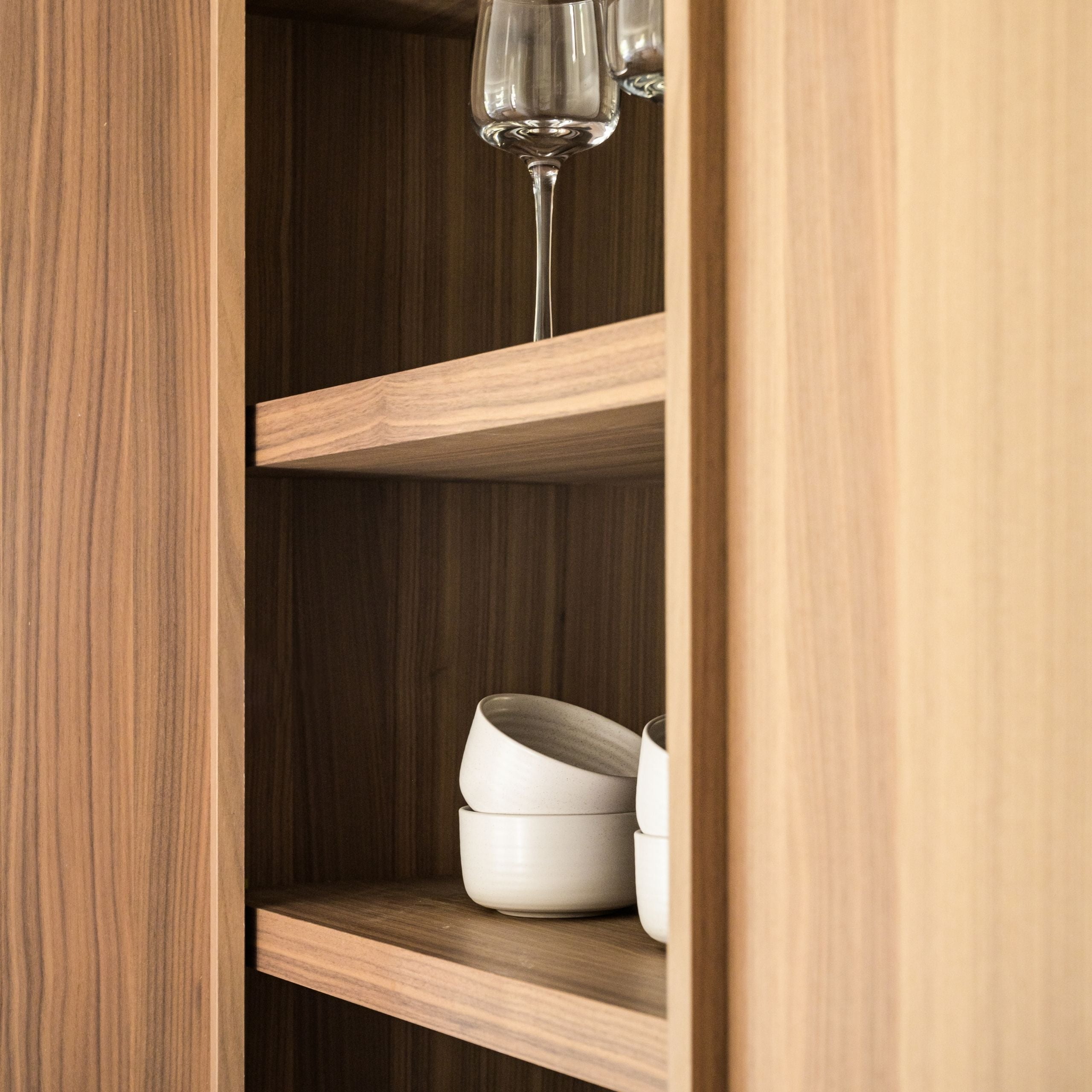 Kitchen shelf - wood veneer - shinnoki - frozen walnut - Decospan