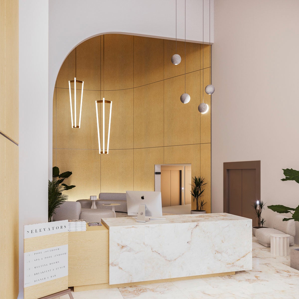 hotel lobby - infinite wood - vela oak - infinite wood vela oak - wall panel - wooden wall panel