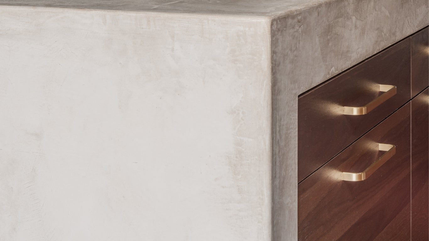 Kitchen with wood veneer panels - Shinnoki smoked walnut - detail cabinetry