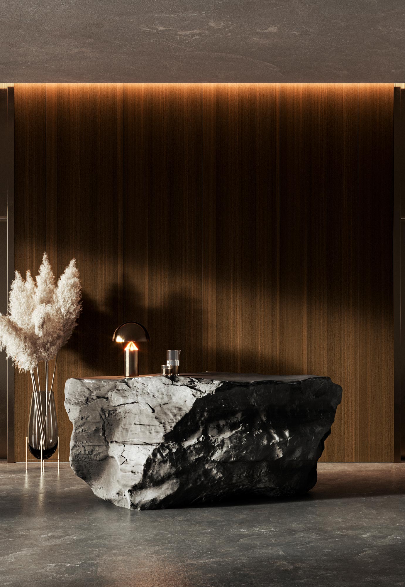 Panneaux de placage bois Shinnoki - shadow eucalyptus - desk de réception