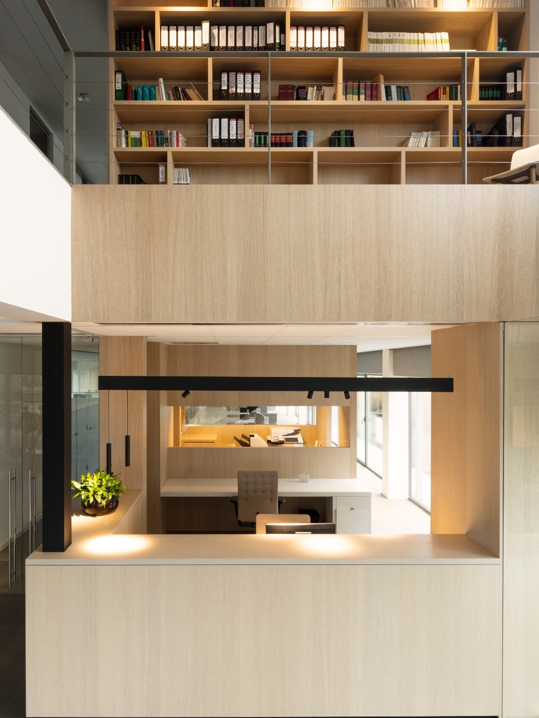 Office - interior design with wood veneer