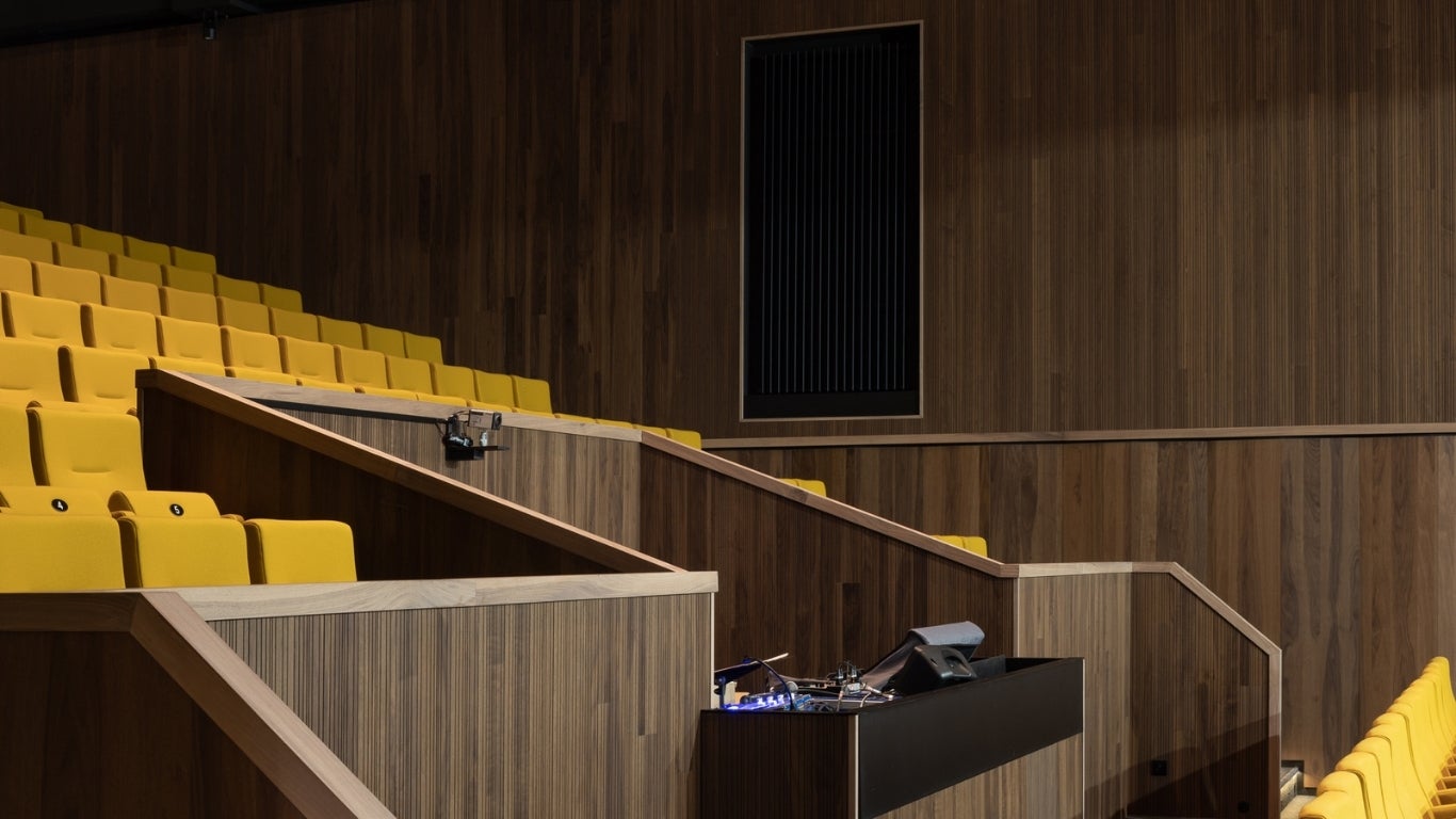 City theatre with Shinnoki Smoked Walnut wood veneer