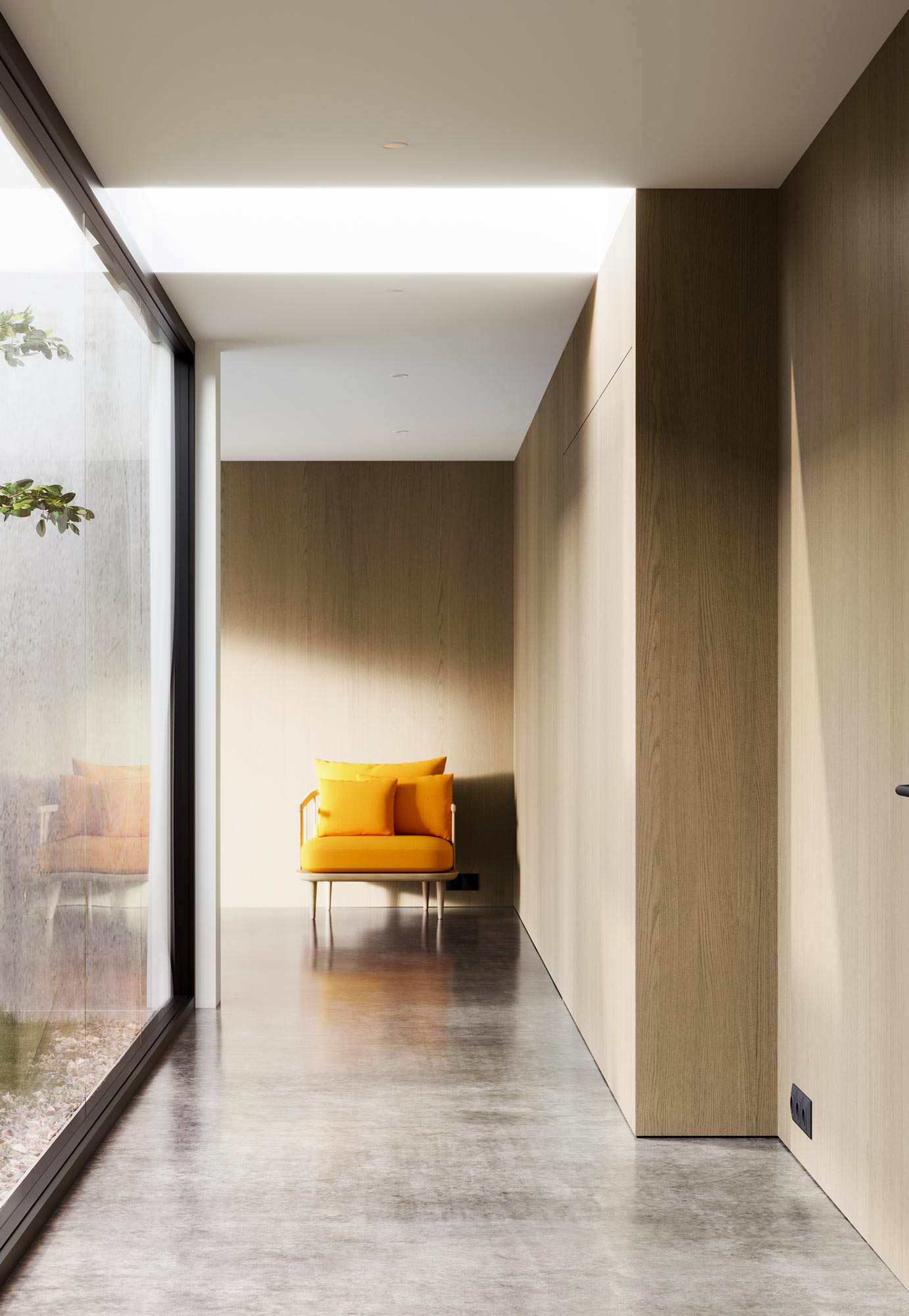 Panneaux de placage bois Shinnoki - desert oak - couloir