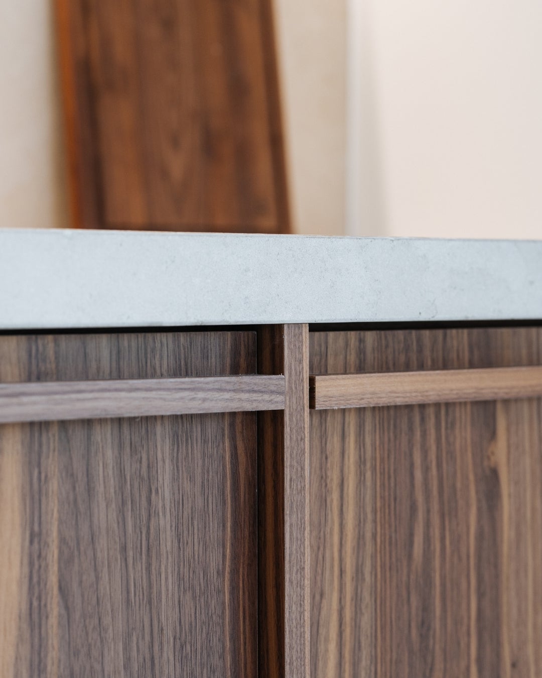 Project kitchen with custom walnut veneer