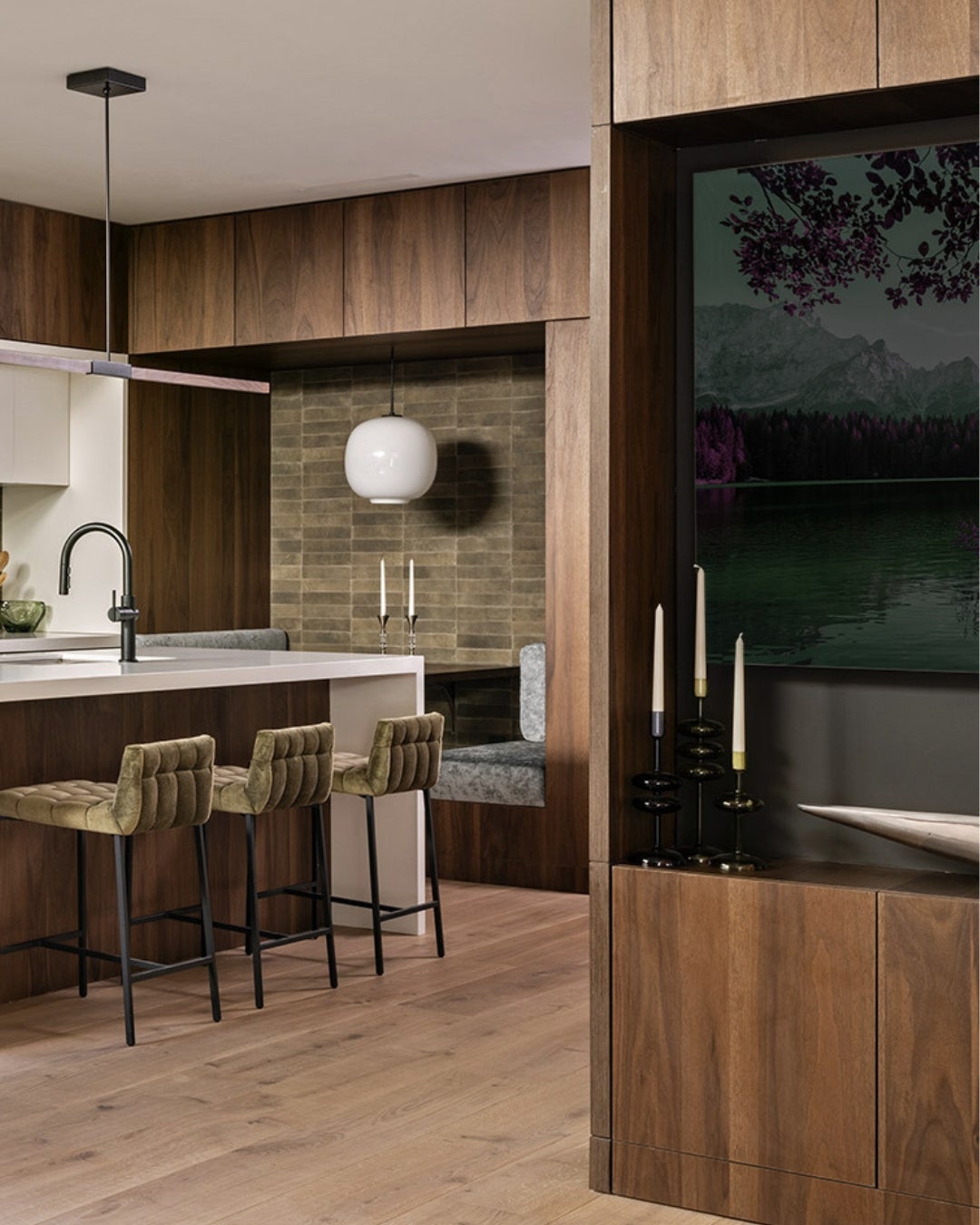 Kitchen - wood veneer - Shinnoki smoked walnut veneer - Decospan - interior design with wood