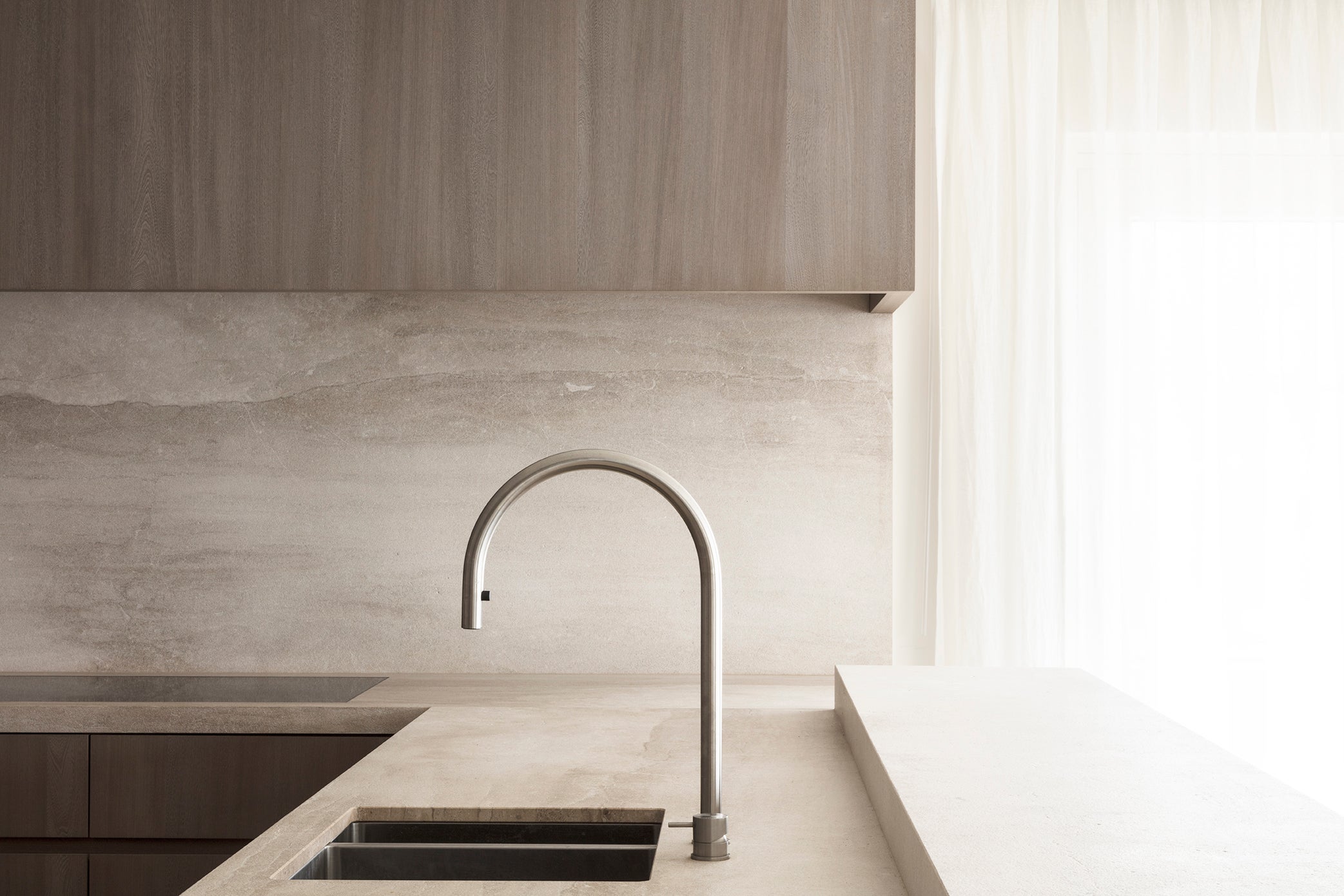 Grey Elm - kitchen - Grey Elm kitchen - Elm - Elm interior - veneer - wood panels - wooden panels