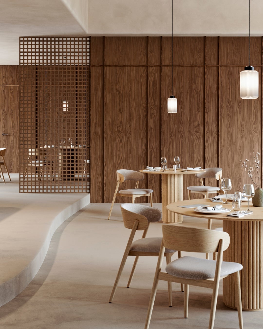 Nuxe mystique wood panels - walnut collection - wood veneer - interior design - restaurant