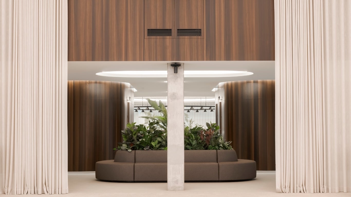 Office project with Shinnoki Shadow Eucalyptus wood veneer