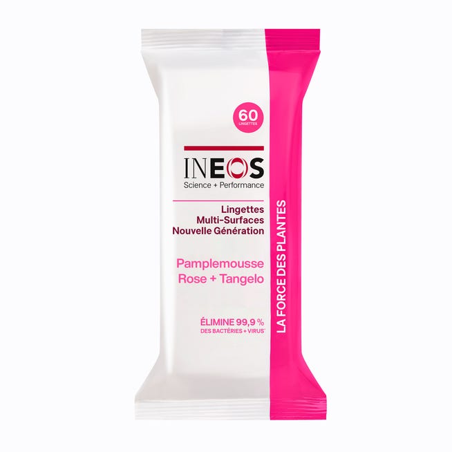 a photo of the french version of the pink grapefruit and tangelo room wipes