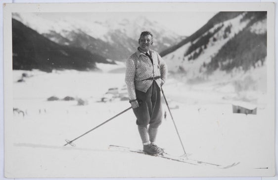Franz Angerer sugli sci, anni 30. 