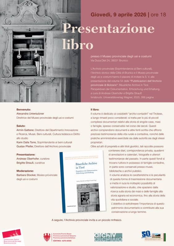 Presentazione libro - bäuerliche Archive in Tirol 09.02.2026