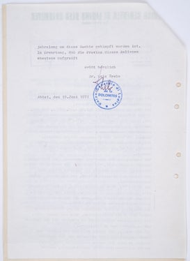 Schreiben des Präsidenten der Uniun Generela di Ladins dles Dolomites zum Empfang ausländischer Rundfunk- und Fernsehsendungen aus dem deutschen und rätoromanischen Sprachraum in den ladinischen Tälern, 1975 (Präsidium, Nr. 1116).