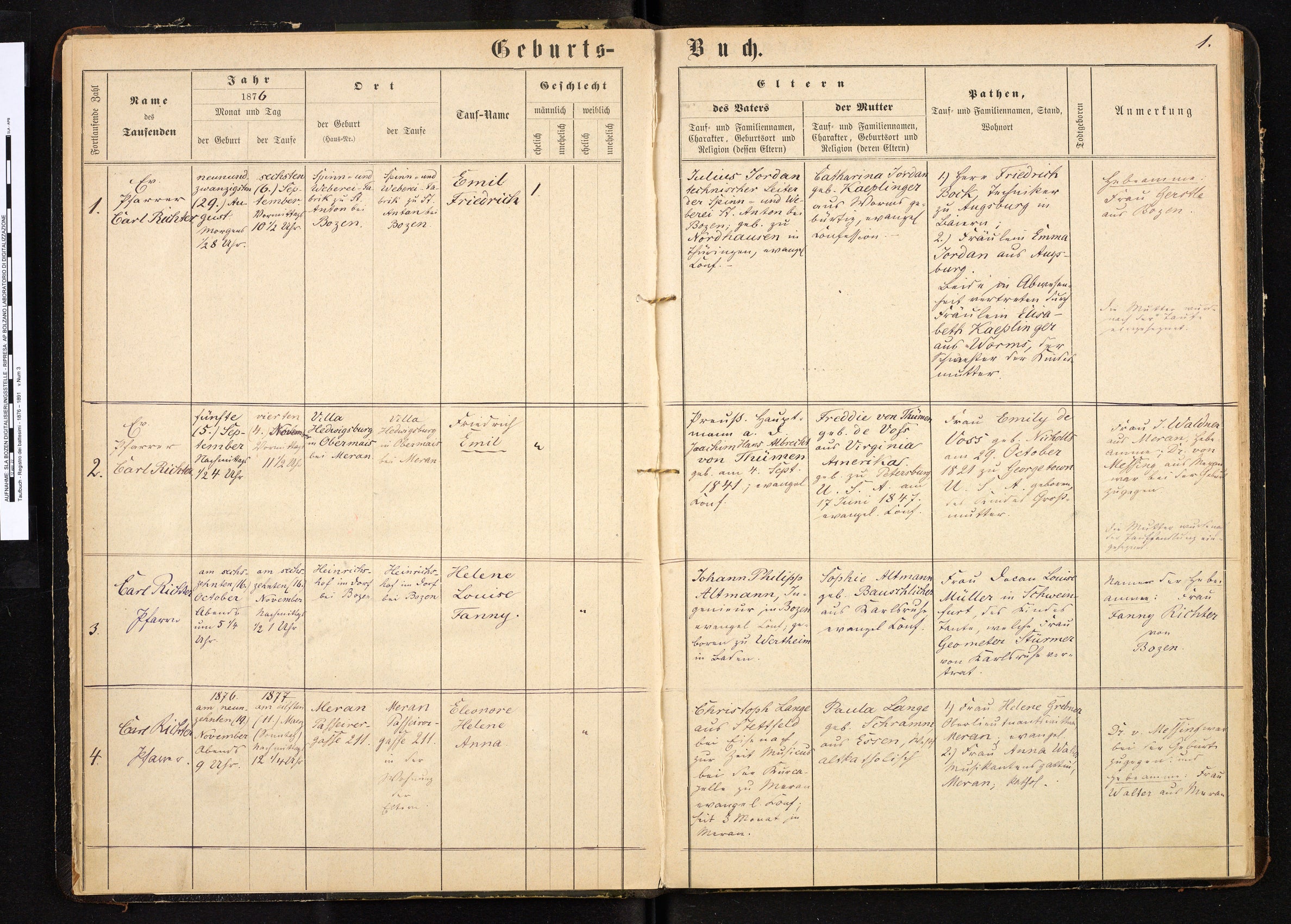 Taufbuch von Meran (1876-1891)