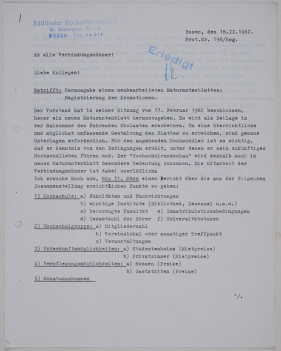 Archiv der Südtiroler Hochschülerschaft (SH/ASUS), Nr. 143 