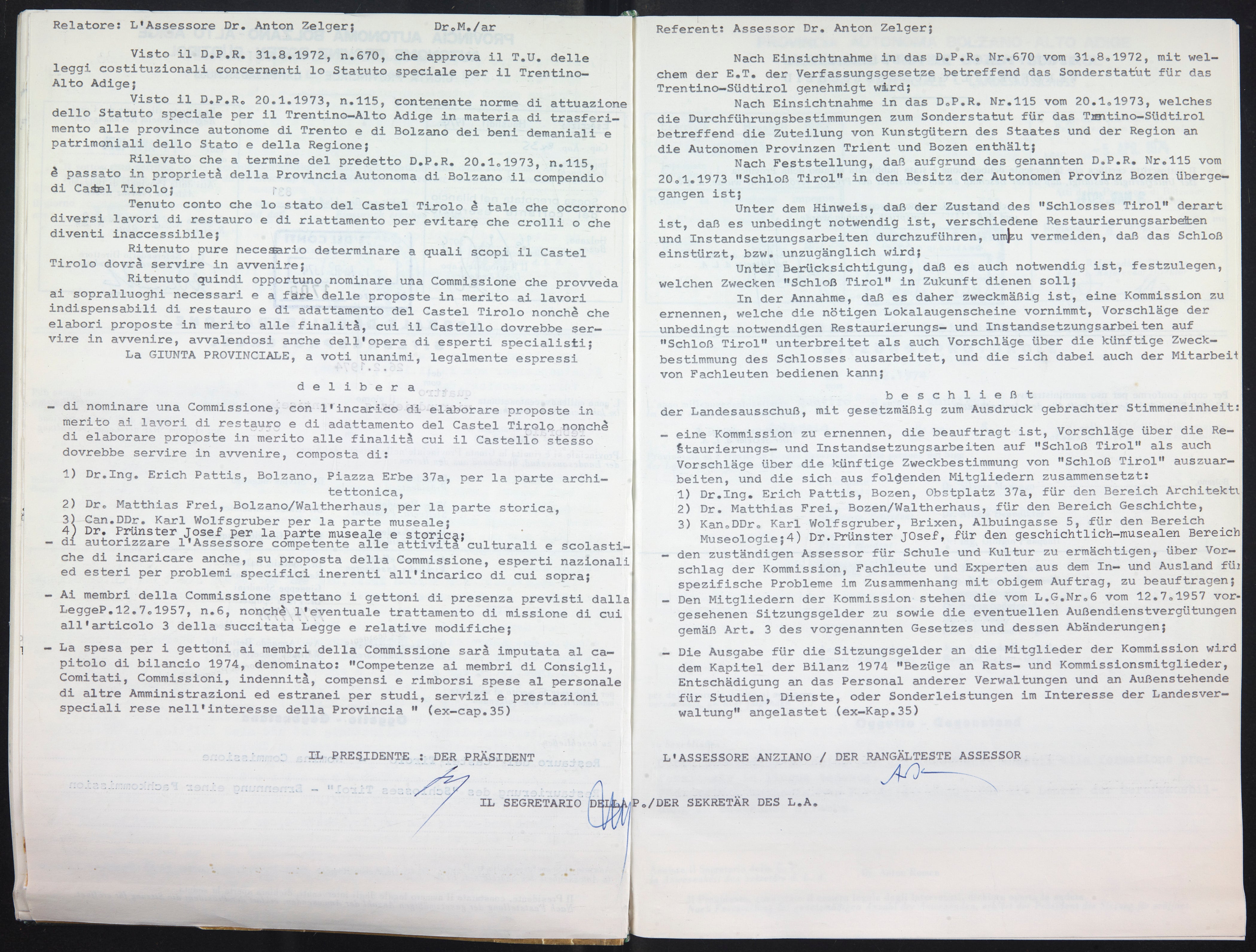 Beschlüsse des Landesauschusses bzw. Landesregierung, Nr. 831 vom 26.2.1974