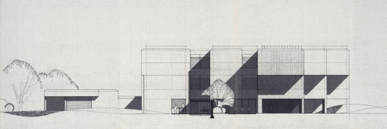 Ansichten des von Architekt Othmar Barth projektierten und vom Landesausschuss finanzierten Wissenschaftlichen Lyzeums J. P. FallmerayeR in Brixen, 1969 (Archiv Othmar Barth, Nr. 323)
