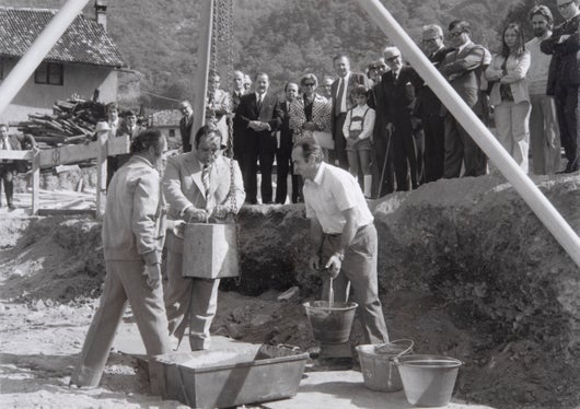 Grundsteinlegung der Siedlung Haslach des Siedlungswerkes St. Albuin am 13. September 1973 (Archiv Othmar Barth, Nr. 1395/37)