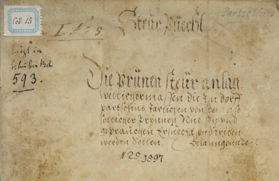 Tassa sulle fontane di Parcines - 1597 archivio comunale di Parcines