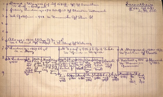 Die Grafen von Sarnthein stammen vom Augsburger Handelsmann David Wagner ab. SLA, Familienarchiv Welsperg-Primör, Nr. 1593 (229).