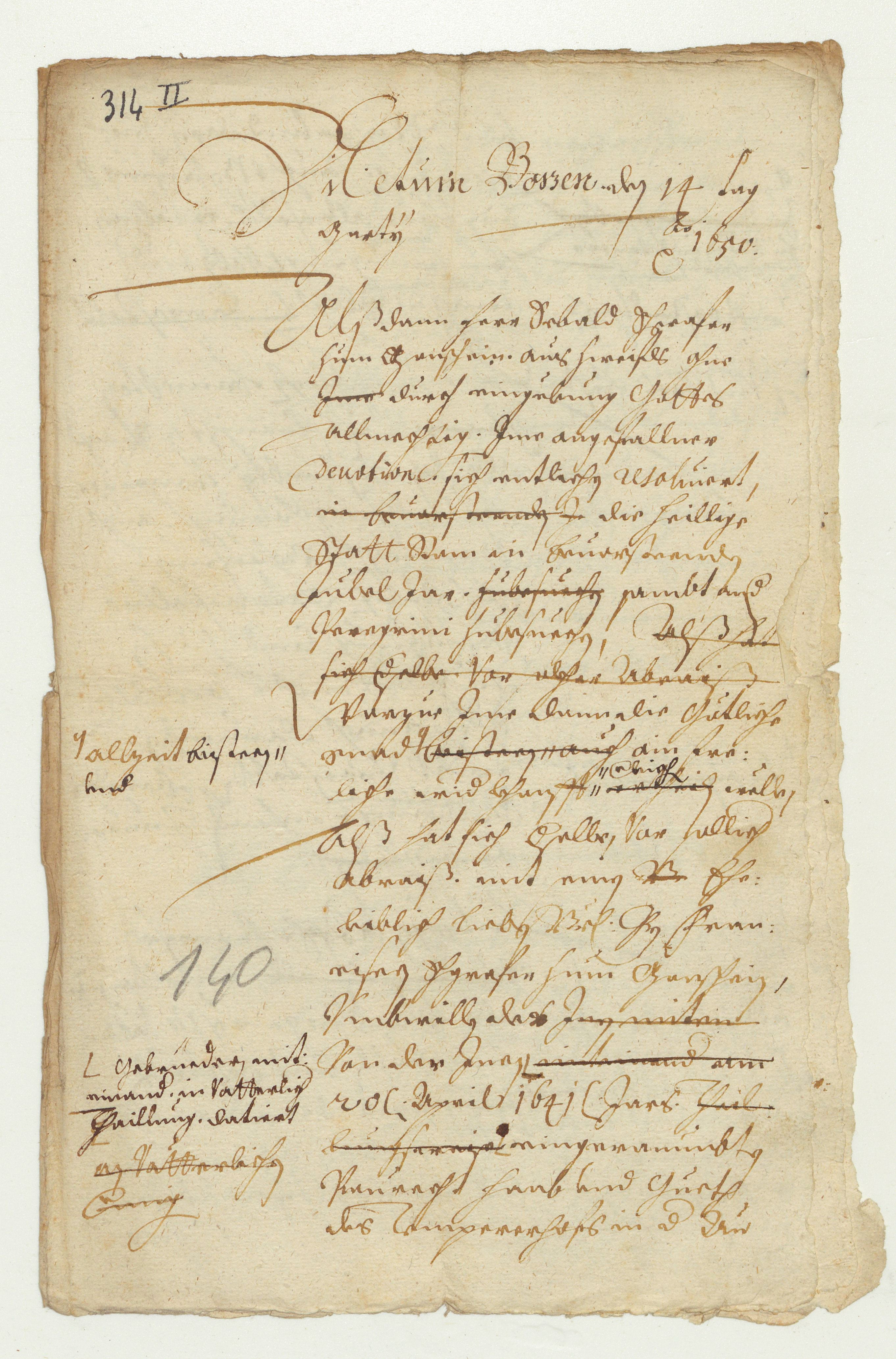 Akten der Landeshautpmannschaftlichen Gerichts/Adeligen Hofrechts Bozen, Nr. 314