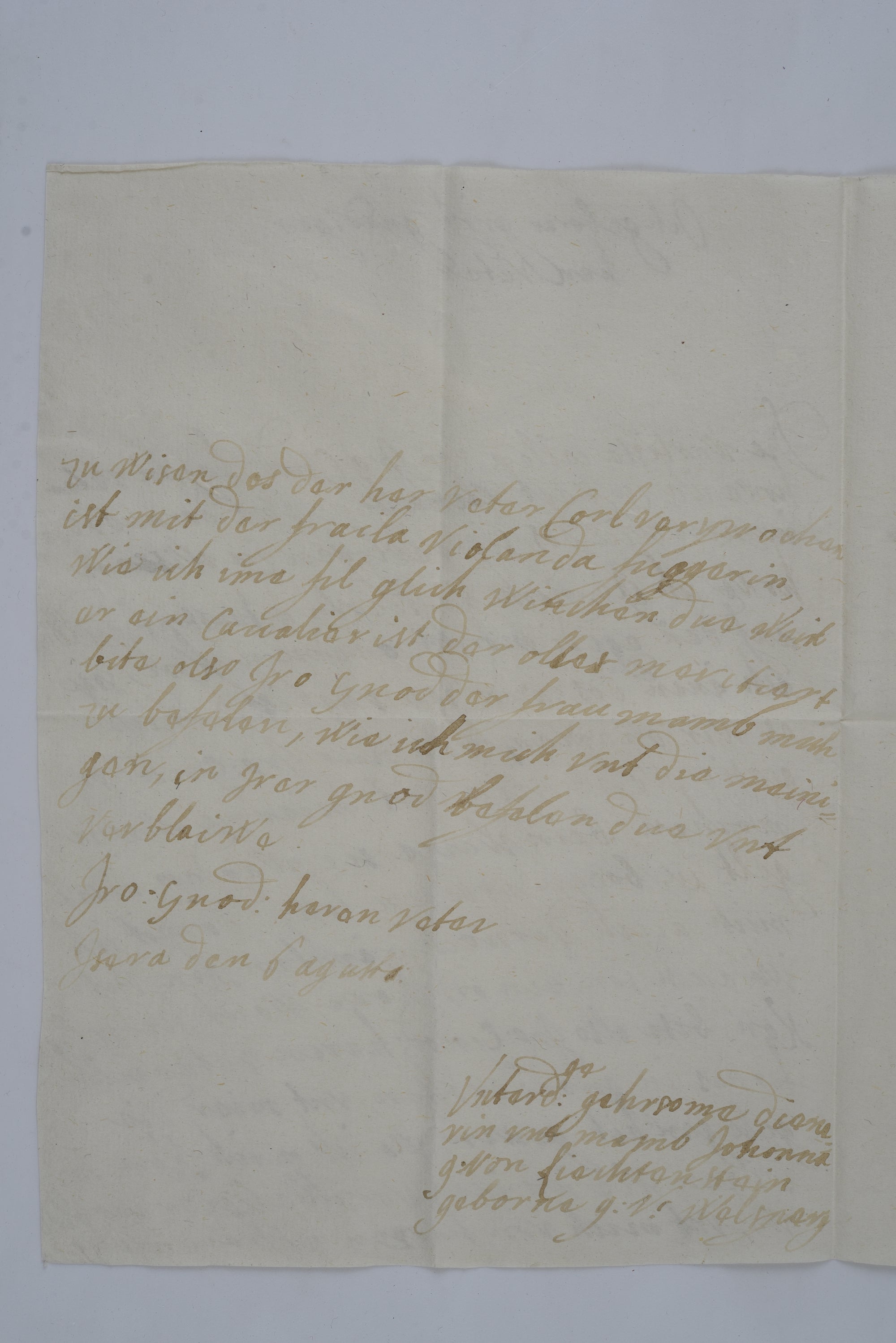 Brief der Johanna Felicitas an Guidobald Anastasius von Welsperg (1701)