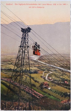 Frühe Ansichtskarte von der Vigiljochbahn (1912). SLA, Sammlung Helene Oberleiter, Nr. 181.