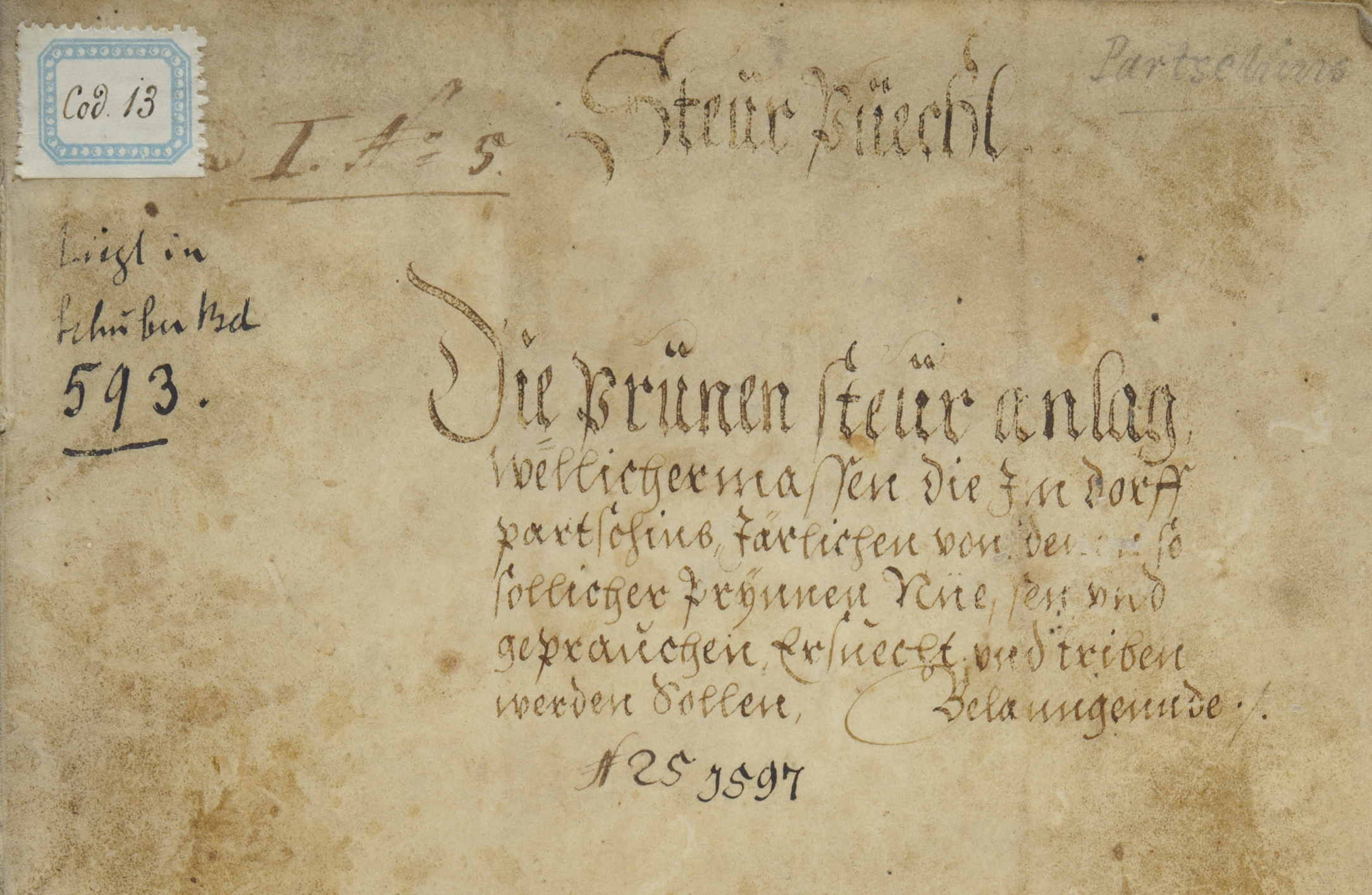 Brunnensteuer von Partschins 1597 - Gemeindearchiv Partschins