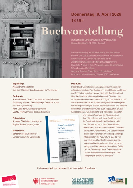 Buchvorstellung - bäuerliche Archive in Tirol 09.04.2026