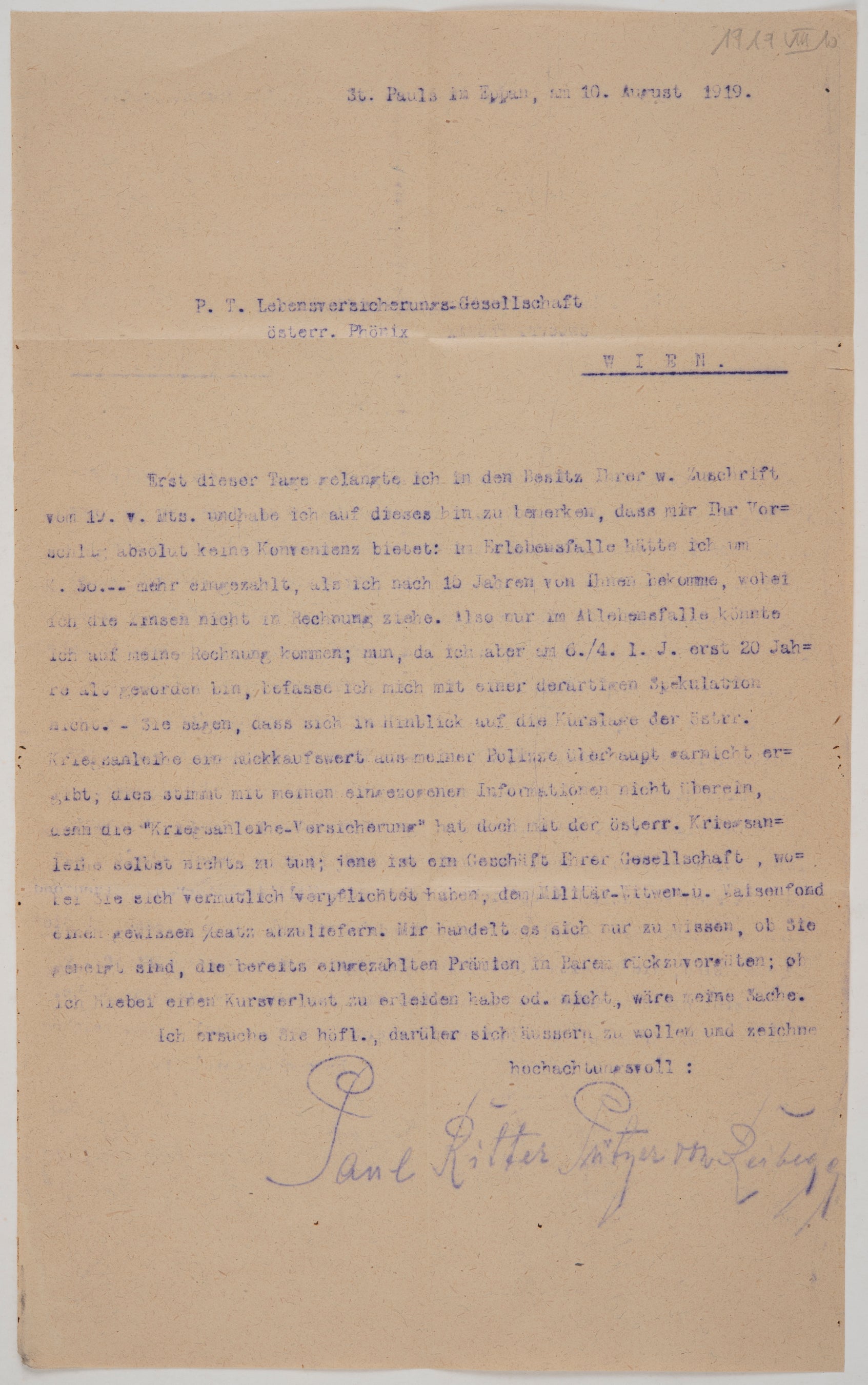 Familienarchiv Putzer von Reibegg, Nr. 72