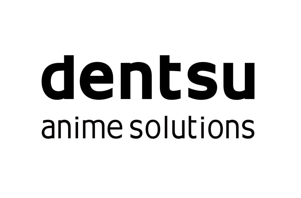Logo of dentsu anime solutions in black on a white background
